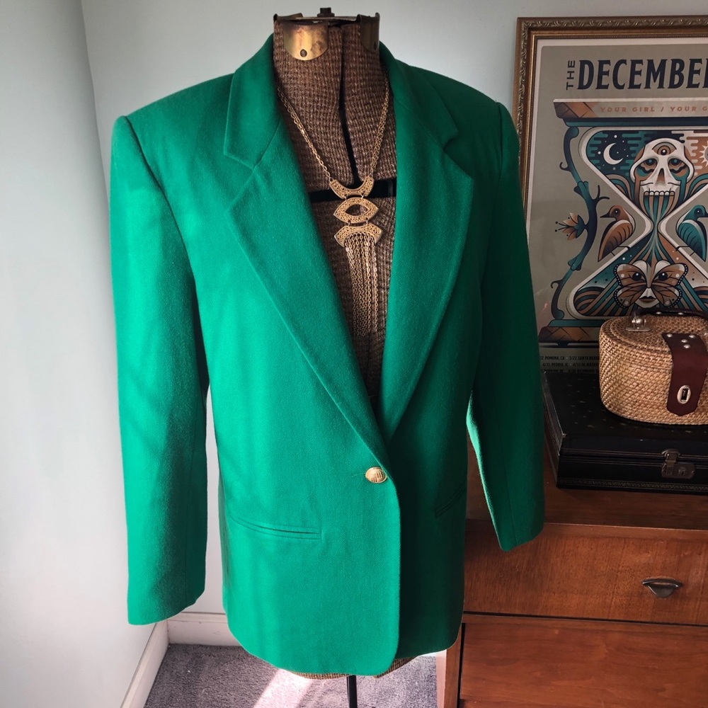 Vintage Green Wool Blazer